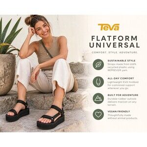 Teva Flatform Universal Sandal Women’s 10 Black Platform 1090969 Travel Festival